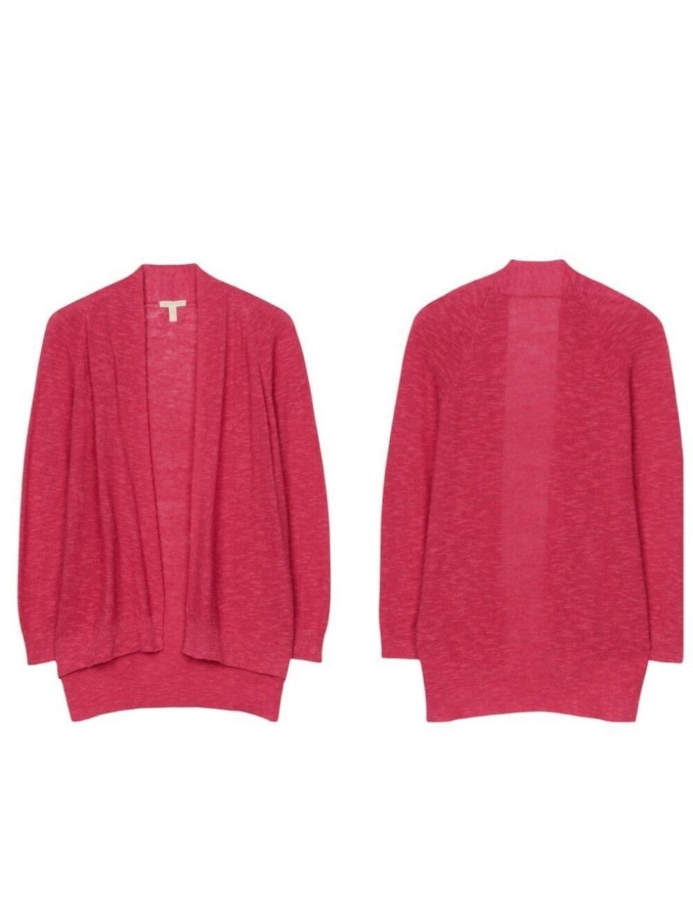 Eileen Fisher Cardigan Organic Linen and Cotton Links Watermelon Pinkish Red M